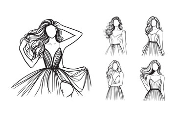 Illustration highlighting the beauty of women in elegant dresses