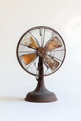 Obraz premium Timeless Elegance: A Nostalgic Glimpse at an Old Vintage Fan Against a Pristine Backdrop
