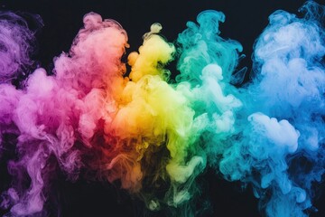 Fototapeta premium Colorful smoke cloud creates a vibrant abstract background.
