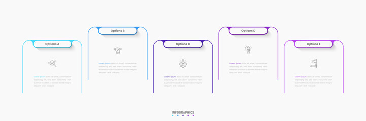 Vector Infographic label design template with icons and 5 options or steps. Can be used for process diagram, presentations, workflow layout, banner, flow chart, info graph.