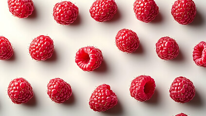 Fresh Raspberries on White Background.