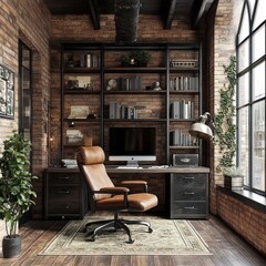 Industrial-style home office design