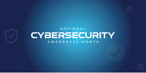 National Cyber Security Awareness Month. Lock, people, earth, search and padlock. Great for cards, banners, posters, social media and more