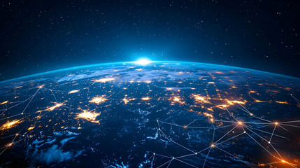 Global Network Connection, Earth at Night.