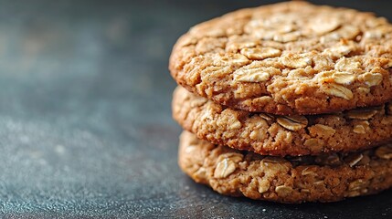 Healthy vegan oat cookies Grey background Close up Top view : Generative AI