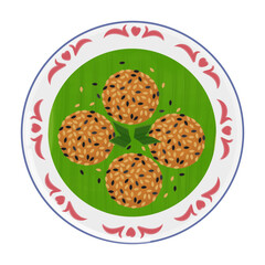 Vector Illustration Logo Clipart Top View Indonesian food Onde-onde or Sesame balls
