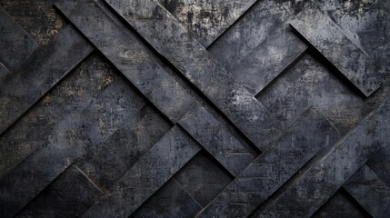 Interlocking Black Geometric Wooden Panels