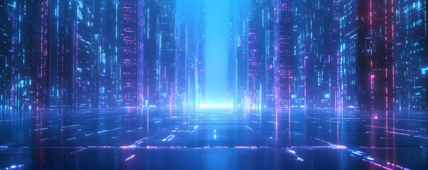 Futuristic Cityscape with Neon Lights.