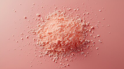 Fototapeta premium Pearl make up powder on pink pastel background Top view : Generative AI
