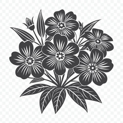 Floral Bunch with Four O Clock Silhouette Vector Illustration of Delicate Flowers in Artistic Style