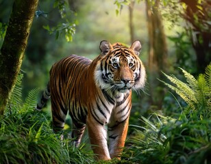 Obraz premium Close-Up Portrait of a Tiger in the Wild