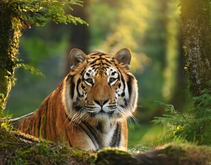 Obraz premium Close-Up Portrait of a Tiger in the Wild