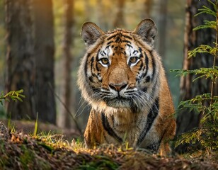 Fototapeta premium Close-Up Portrait of a Tiger in the Wild