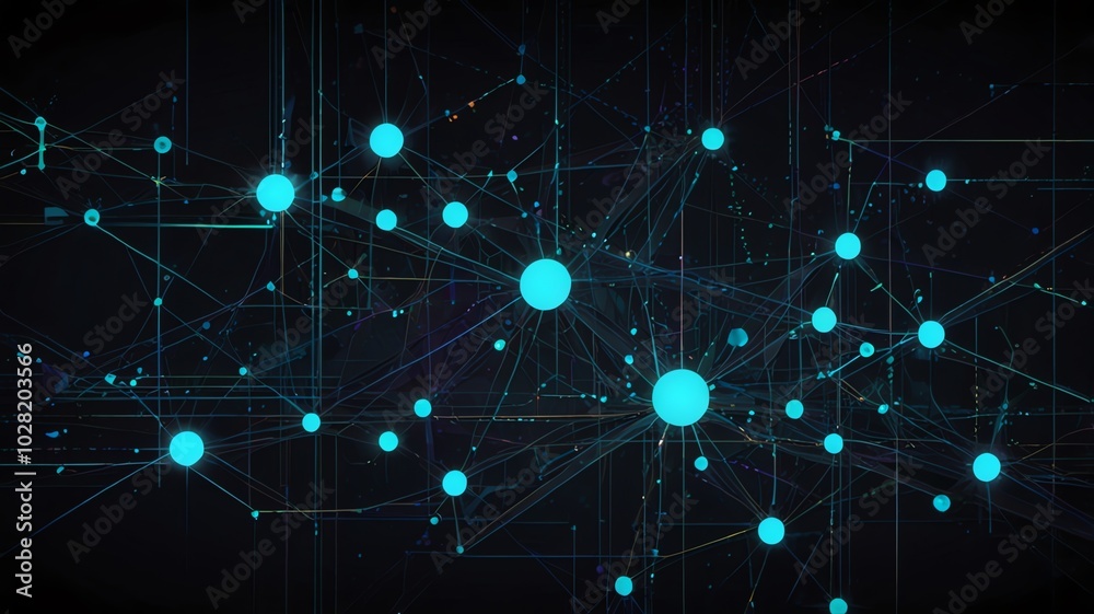 Wall mural a computer generated image of a network of connected connected dots.