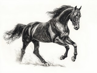 Walking Horse. Beautiful Equestrian Horse in Dressage Training