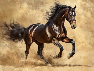 Fototapeta premium Walking Horse. Equestrian Dressage Performance in Graceful Canter