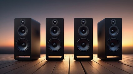 Fototapeta premium speakers on black background