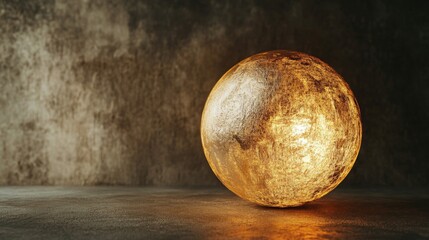 Fototapeta premium A Golden Sphere Glowing Against a Dark Background