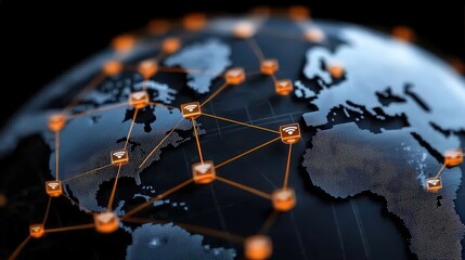 Global Network Connections   World Map with Wifi Icons