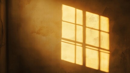 Window Shadow Cast on a Yellow Wall