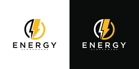 Bold lightning energy logo design template. Premium Vector