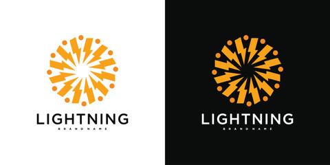 Abstract sun logo design. lightning circle or energy. Premium Vector