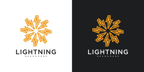 Abstract sun logo design. lightning circle or energy. Premium Vector