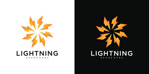 Abstract sun logo design. lightning circle or energy. Premium Vector