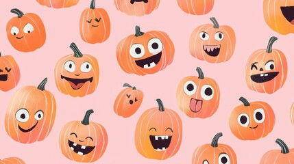 Fototapeta premium Happy and Silly Pumpkins in a Fun Halloween Design