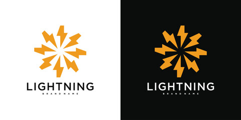 Abstract sun logo design. lightning circle or energy. Premium Vector