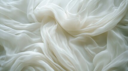 Obraz premium White Sheer Fabric Draped in Soft, Flowing Folds