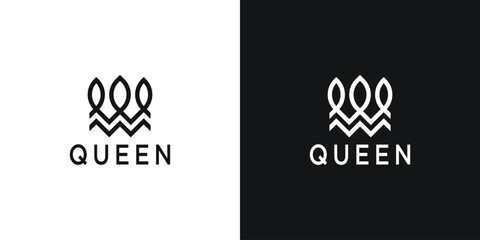 Royal Princess queen crown logo design. Premium Vector