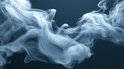 Obraz premium White Smoke Swirling Against a Dark Blue Background