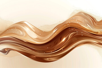  Caramel chocolate cream with milk splash in rich cocoa design waves