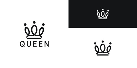 Royal Princess queen crown logo design. Premium Vector