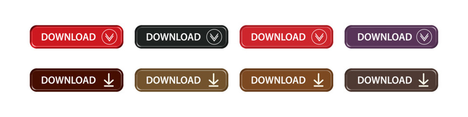 download button as vector element graphic of website or application illustration isolated on white background. set of downloads buttons for app and web graphics design. Click push button icon
