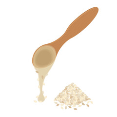 Vector Illustration Logo Clipart Tahini Paste on a Wooden Spoon