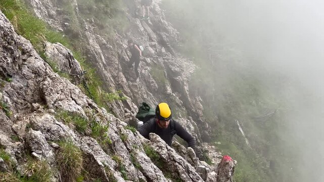 Hikers On Grignetta Mountain In Lombardy, Italy - Tracking Shot