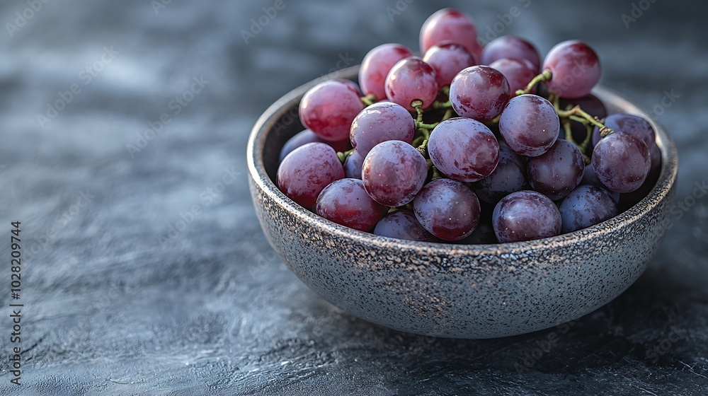 Aufkleber fresh grape in bowl on a black stone background : generative ai