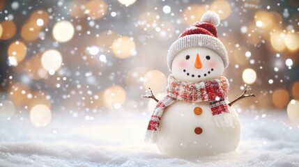 Cheerful Snowman in Winter Wonderland
