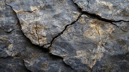 Obraz premium Cracked and Weathered Grey Rock with Golden Streaks