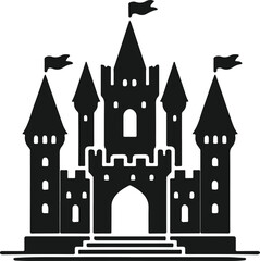 Obraz premium Castle silhouette vector art illustration