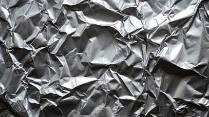 Crumpled Silver Foil Texture Close-Up