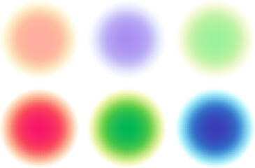 カラフルなハーフトーンの円のイラストセット