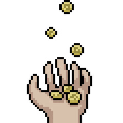 Fototapeta premium pixel art of beggar hand coin