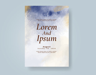 Wedding invitation with Abstract splashed watercolor background