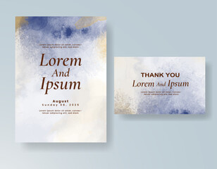 Wedding invitation with Abstract splashed watercolor background