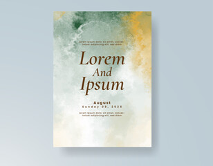 Wedding invitation with Abstract splashed watercolor background