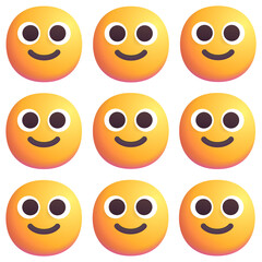 set of smiley faces isolated on white background 