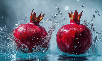 Pomegranate Splash in clear water 